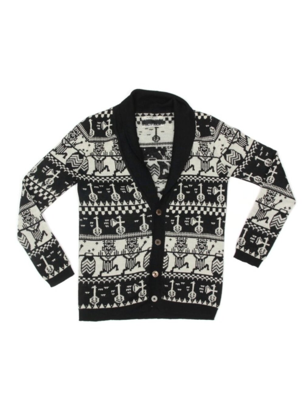 HENRIK VIBSKOV The Mint Institute Black White Tribal Wool Sweater Men's sz S 021